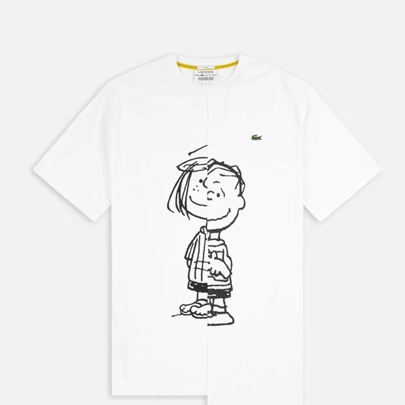 【LACOSTE】x Peanuts コラボ キャラクター プリント Tシャツ Lacoste X Peanuts Charlie Brown Double Sided Graphic T Shirt